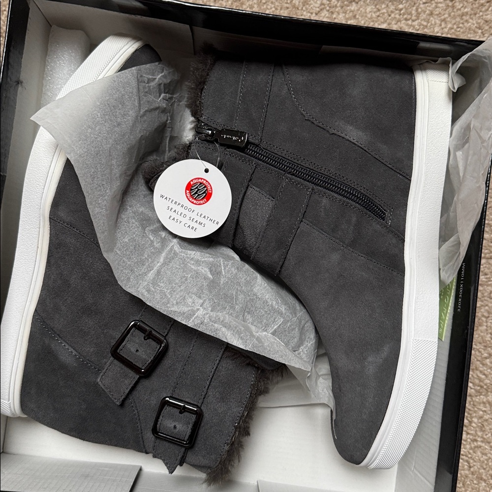 Blondo Geneva Dark Grey Suede Winter Boots 9.5 NIB - Picture 4 of 5